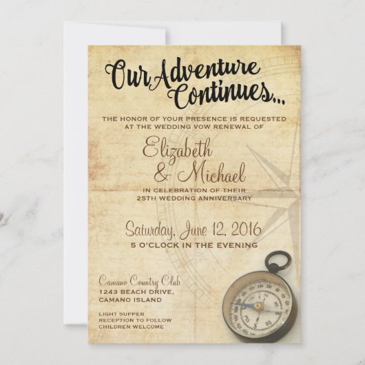 Invitation d'anniversaire de mariage 'Notre aventu (Devant)