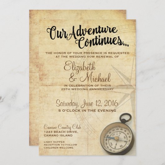 Invitation d'anniversaire de mariage 'Notre aventu (Devant / Derrière)