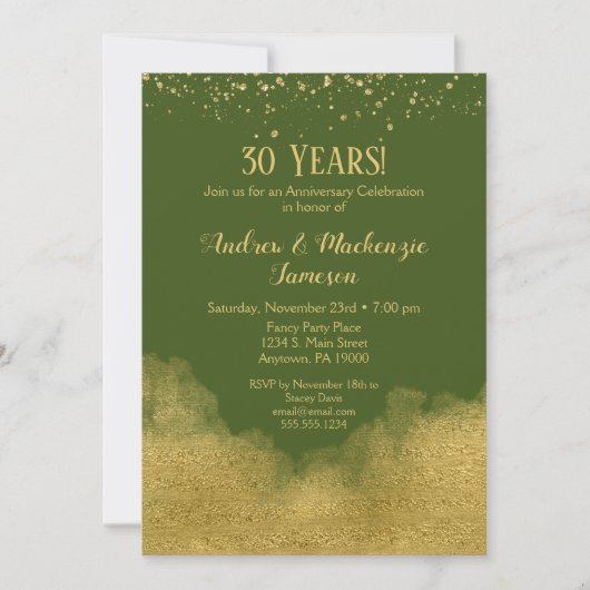 Invitation d'anniversaire de mariage Olive Green G (Devant)