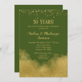 Invitation d'anniversaire de mariage Olive Green G (Devant / Derrière)