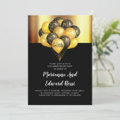 Invitation d'anniversaire de mariage or noir 50 an (Debout devant)