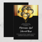 Invitation d'anniversaire de mariage or noir 50 an (Devant / Derrière)