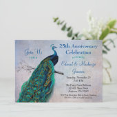 Invitation d'anniversaire de mariage Paon Oiseau b (Debout devant)