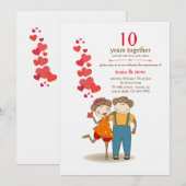 Invitation d'anniversaire de mariage pour singes a (Devant / Derrière)