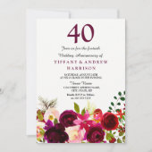 Invitation d'anniversaire de mariage rouge Bourgog (Devant)