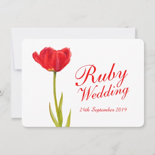 Invitation d'anniversaire de mariage rubis rouge a (Devant)