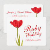 Invitation d'anniversaire de mariage rubis rouge t (Devant / Derrière)