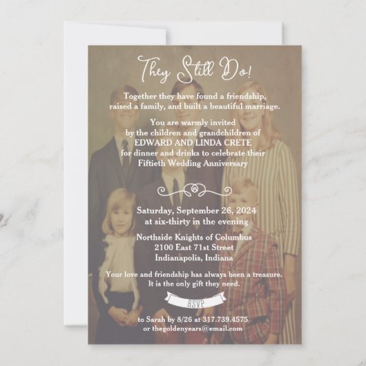 Invitation d'anniversaire de mariage - TOUTE ANNÉE (Dos)