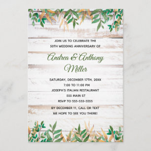 Invitation d'anniversaire de mariage verdure rusti