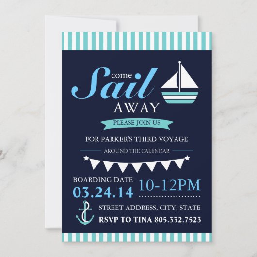 Invitation d'anniversaire de marin (Devant)