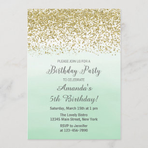 Invitation d'anniversaire de menthe et d'or