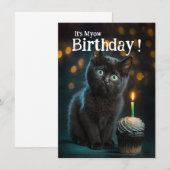 Invitation d'anniversaire de Meowday, personnalisa (Devant / Derrière)