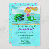 Invitation d'anniversaire de Mermaid (Devant / Derrière)