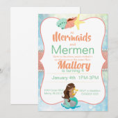 Invitation d'anniversaire de Mermaid (Devant / Derrière)