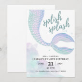 Invitation d'anniversaire de Mermaid (Devant / Derrière)