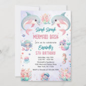 Invitation d'anniversaire de Mermaid Bash sous la (Devant)