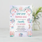 Invitation d'anniversaire de Mermaid Bash sous la (Debout devant)