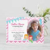 Invitation d'anniversaire de Mermaid Carte photo (Debout devant)