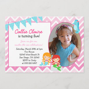 Invitation d'anniversaire de Mermaid Carte photo