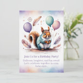 Invitation d'anniversaire de mignon écureuil Bois (Debout devant)
