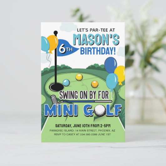 Invitation d'anniversaire de Mini Golf, Anniversai (Debout devant)