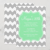 Invitation d'anniversaire de Mint Quatrefoil Chevr (Devant / Derrière)