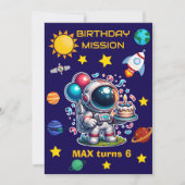 Invitation d'anniversaire de mission d'astronaute (Devant)