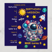 Invitation d'anniversaire de mission d'astronaute (Devant / Derrière)