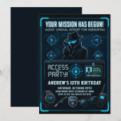 Invitation d'anniversaire de mission d'espionnage (Devant / Derrière)