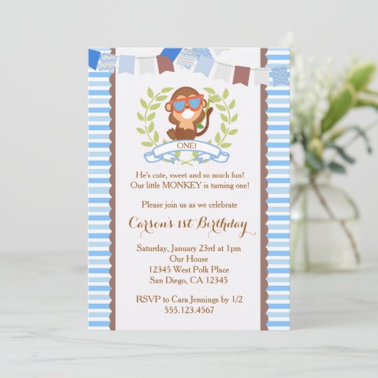 Invitation d'anniversaire de Mod Monkey Boy (Debout devant)