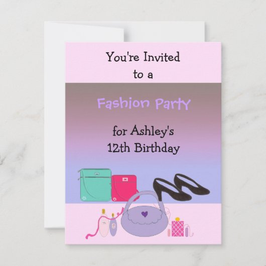 Invitation d'anniversaire de mode (Devant)