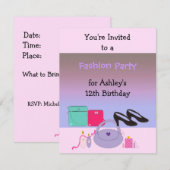 Invitation d'anniversaire de mode (Devant / Derrière)