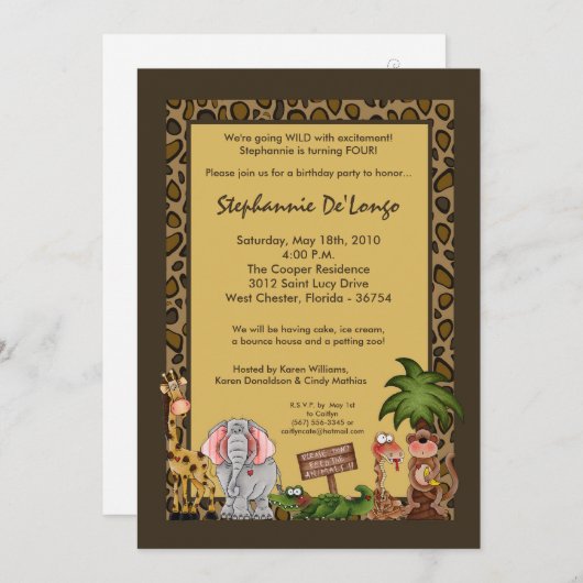 invitation d'anniversaire de moine de girafe de (Devant / Derrière)