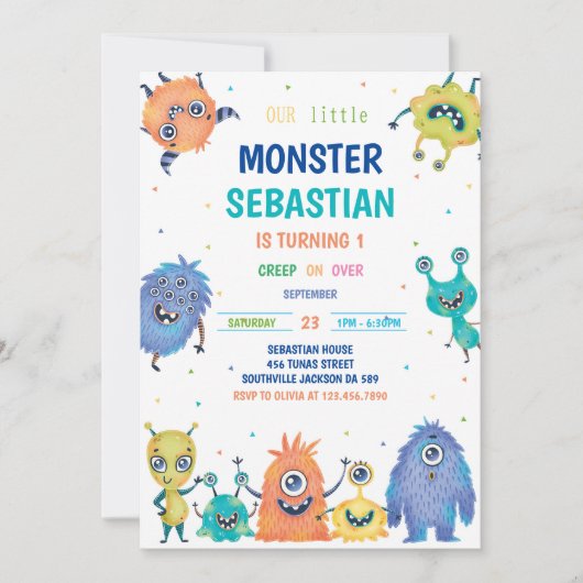 Invitation d'anniversaire de Monster (Devant)