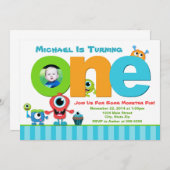 Invitation d'anniversaire de Monster, Monster 1er  (Devant / Derrière)