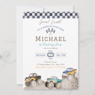 Invitation d'anniversaire de Monster Truck