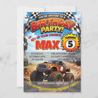 Invitation d'anniversaire de Monster Truck