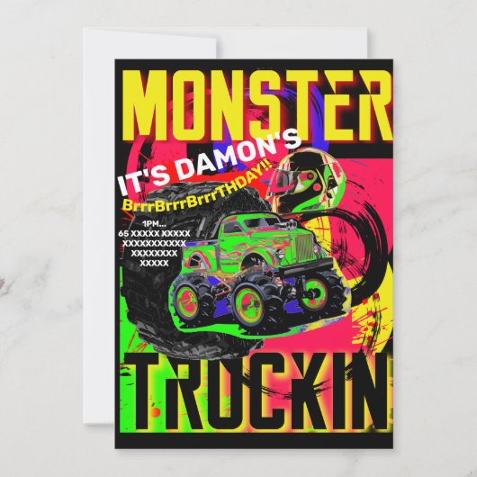 Invitation d'anniversaire de MONSTER TRUCK (Devant)