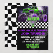 Invitation d'anniversaire de Monster Truck (Devant / Derrière)