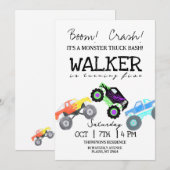 Invitation d'anniversaire de Monster Truck Kid (Devant / Derrière)