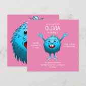 Invitation d'anniversaire de monstre mignon et duv (Devant / Derrière)