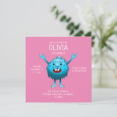 Invitation d'anniversaire de monstre mignon et duv (Debout devant)