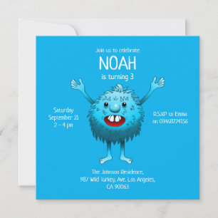 Invitation d'anniversaire de monstre mignon et duv