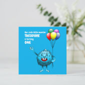 Invitation d'anniversaire de monstre mignon et duv (Debout devant)