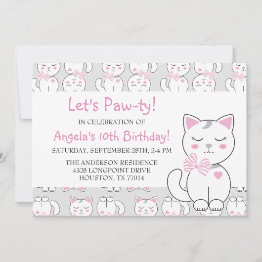 Invitation d'anniversaire de Motif de chats (Devant)