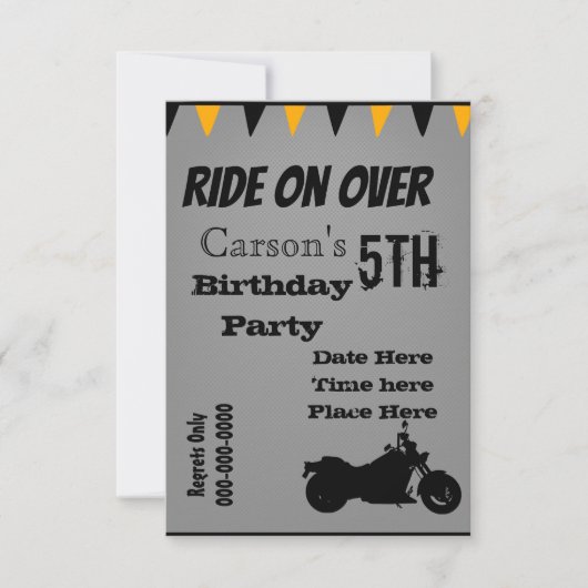 Invitation d'anniversaire de moto (Devant)