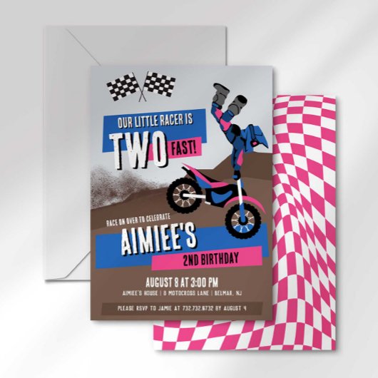Invitation d'anniversaire de moto de terre rapide 