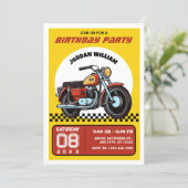 Invitation d'anniversaire de moto Retro (Debout devant)