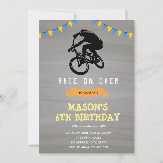 Invitation d'anniversaire de moto tout-terrain (Devant)