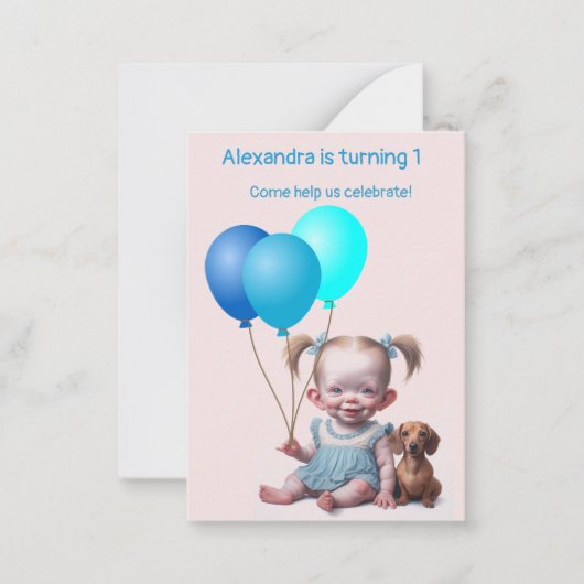 Invitation d'anniversaire de naissance de la petit (Devant)